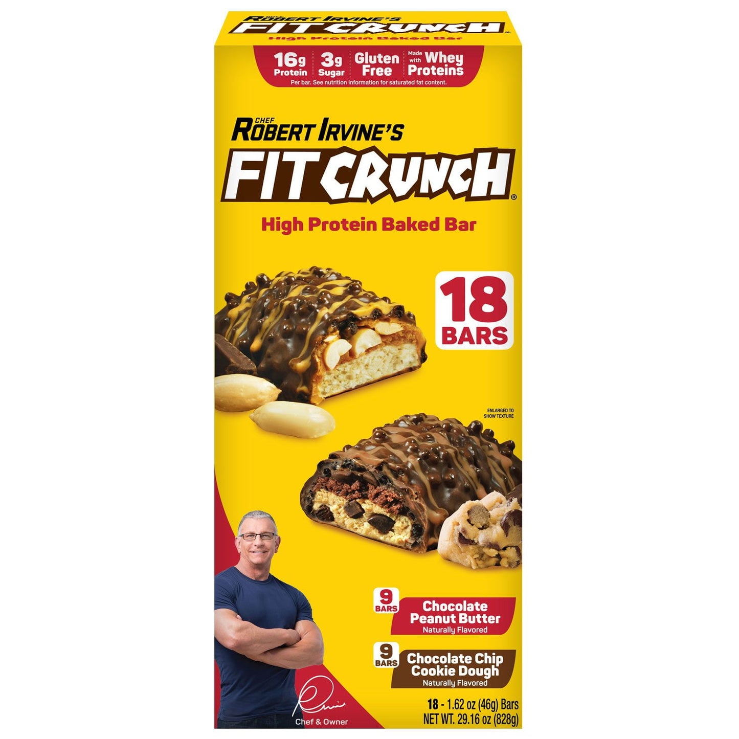 Chef Robert Irvine FITCRUNCH high protein baked bars variety pack
