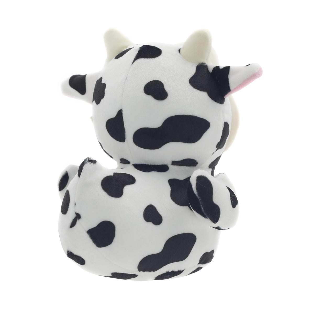 6.5-inch QUACKERZ stuffed duck in spotted cow onesie