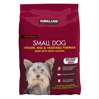 Kirkland Signature small formula chicken and vegetable dog food 20 lb bag