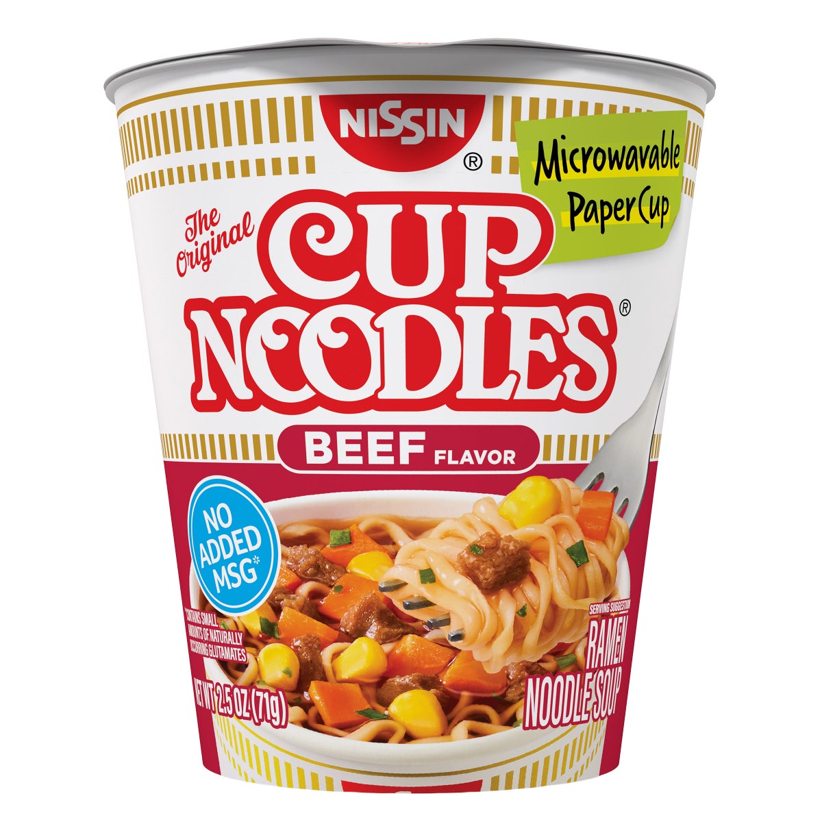 Nissin beef cup noodles portable meal