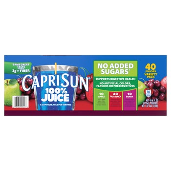 Capri Sun 100% Juice variety pack 40 count
