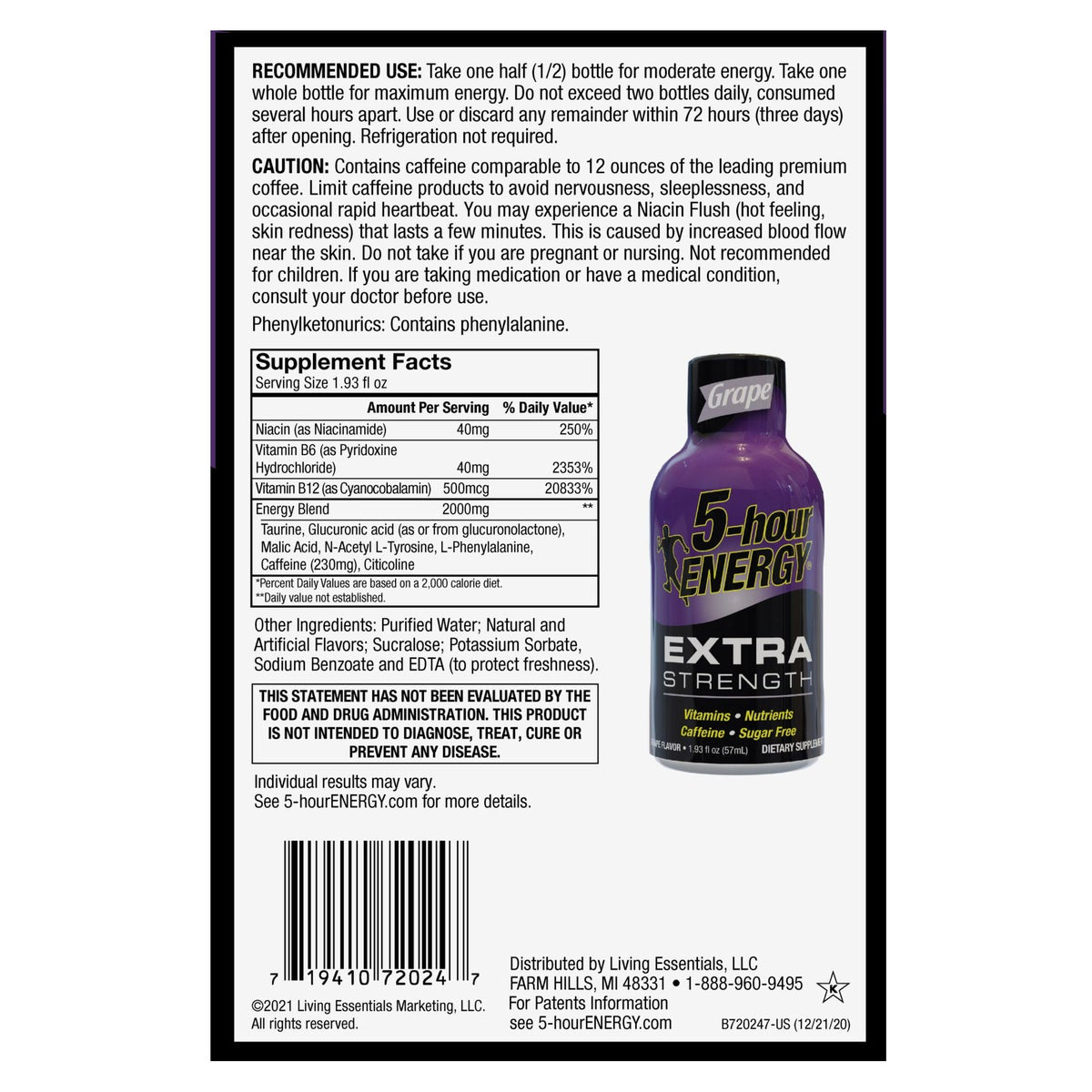 24-pack 5-hour Energy grape shots for grab-and-go use
