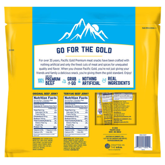 Pacific Gold gluten free beef jerky snack packs