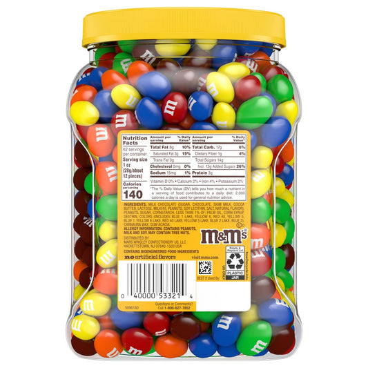 M&M's chocolate peanut candy resealable jar