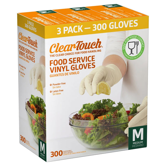 Medium powder-free latex-free vinyl gloves for food service