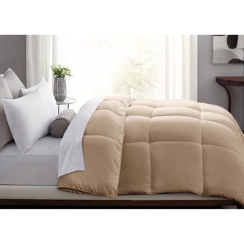 White oversized king microfiber down alternative comforter