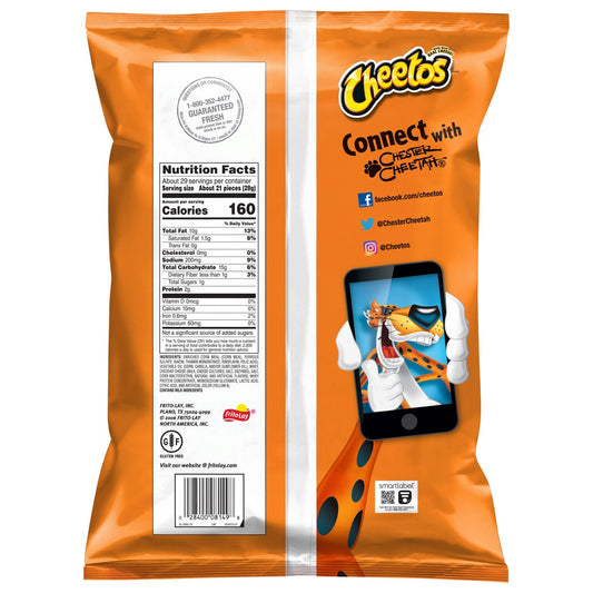 Large bag of Cheetos cheese flavored crunchy snacks