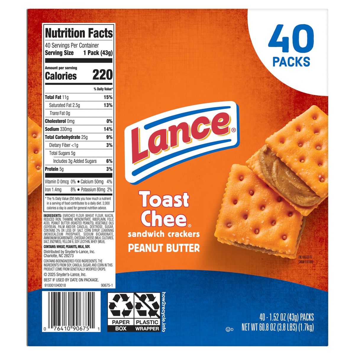 Lance sandwich crackers with real peanut butter