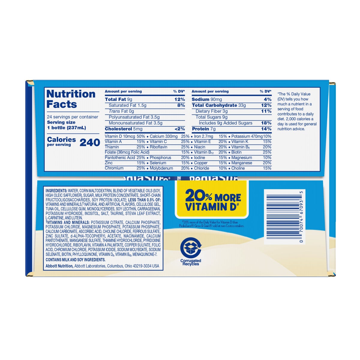 PediaSure chocolate shake pack with 24 bottles