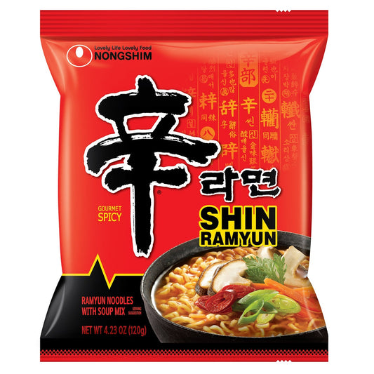 Nongshim Shin Ramyun noodle soup mix close-up