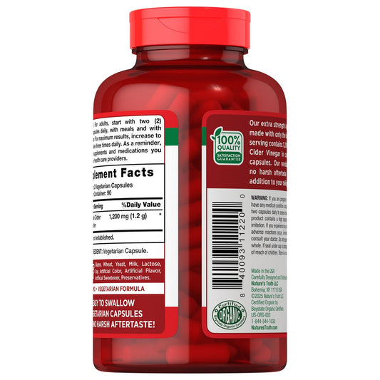 Nature's Truth apple cider vinegar supplement front label
