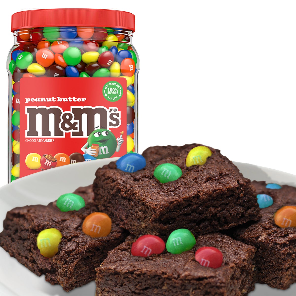 Large jar of M&M's peanut butter chocolate candy