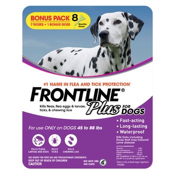 Frontline Plus flea and tick dog treatment for 45-88 lb dogs