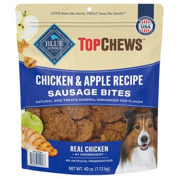 Chicken and apple sausage bites for dogs