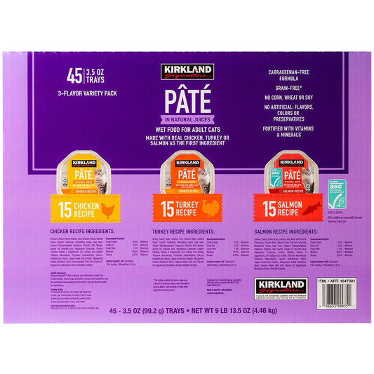 Kirkland Signature grain-free cat food with chicken turkey salmon