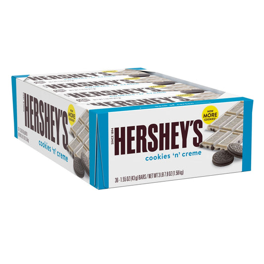 Individually wrapped Hershey's Cookies N' Creme bars