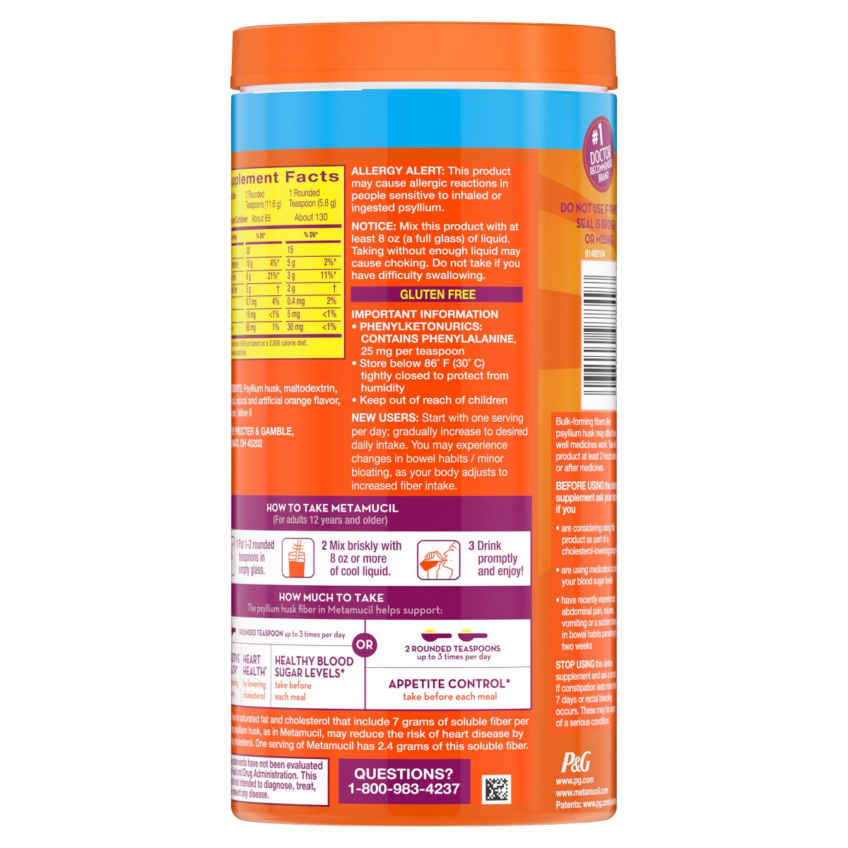 Metamucil 260 servings orange fiber supplement