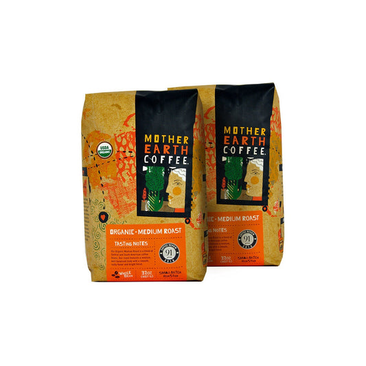 Mother Earth 2 lb organic Arabica medium roast coffee bag