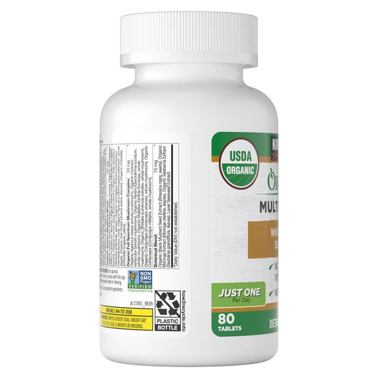 Front label of Kirkland Signature organic multivitamin