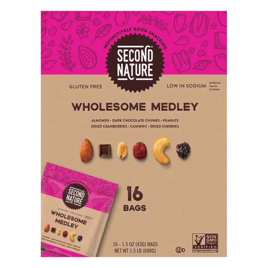 Individual 1.5 oz Second Nature trail mix snack packs