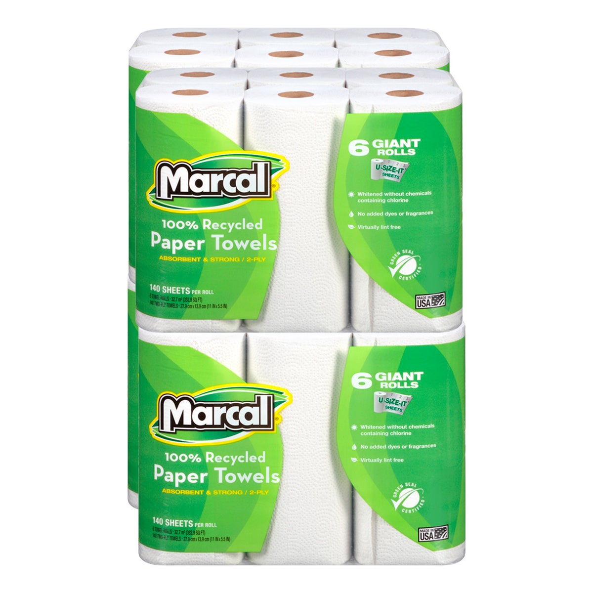 Marcal recycled paper towels 140 sheets per roll
