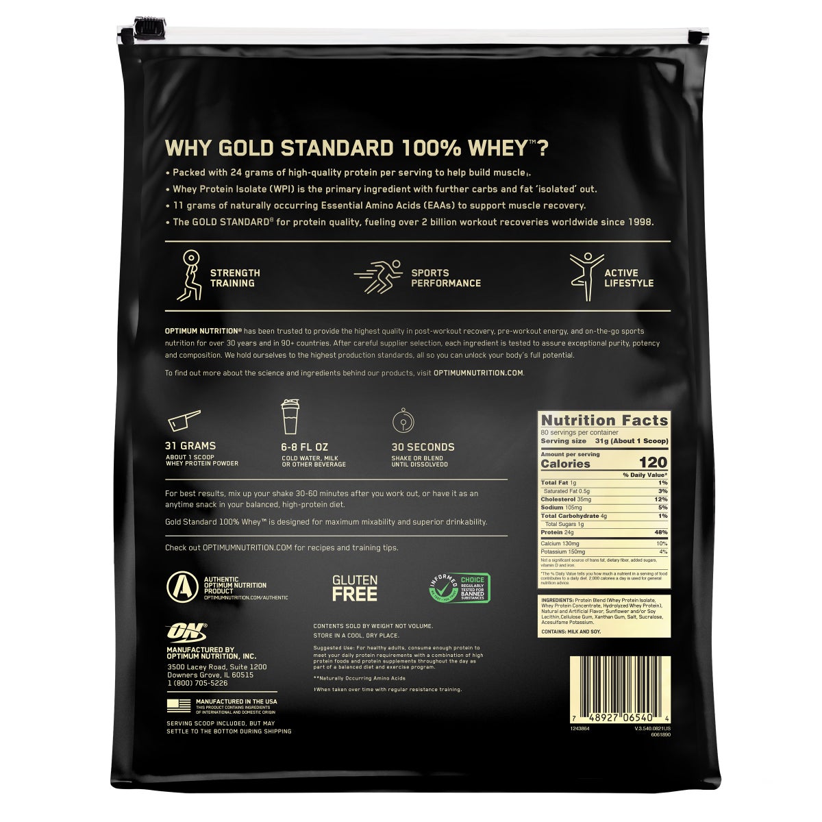 Large 5.47 lb Optimum Nutrition protein powder container