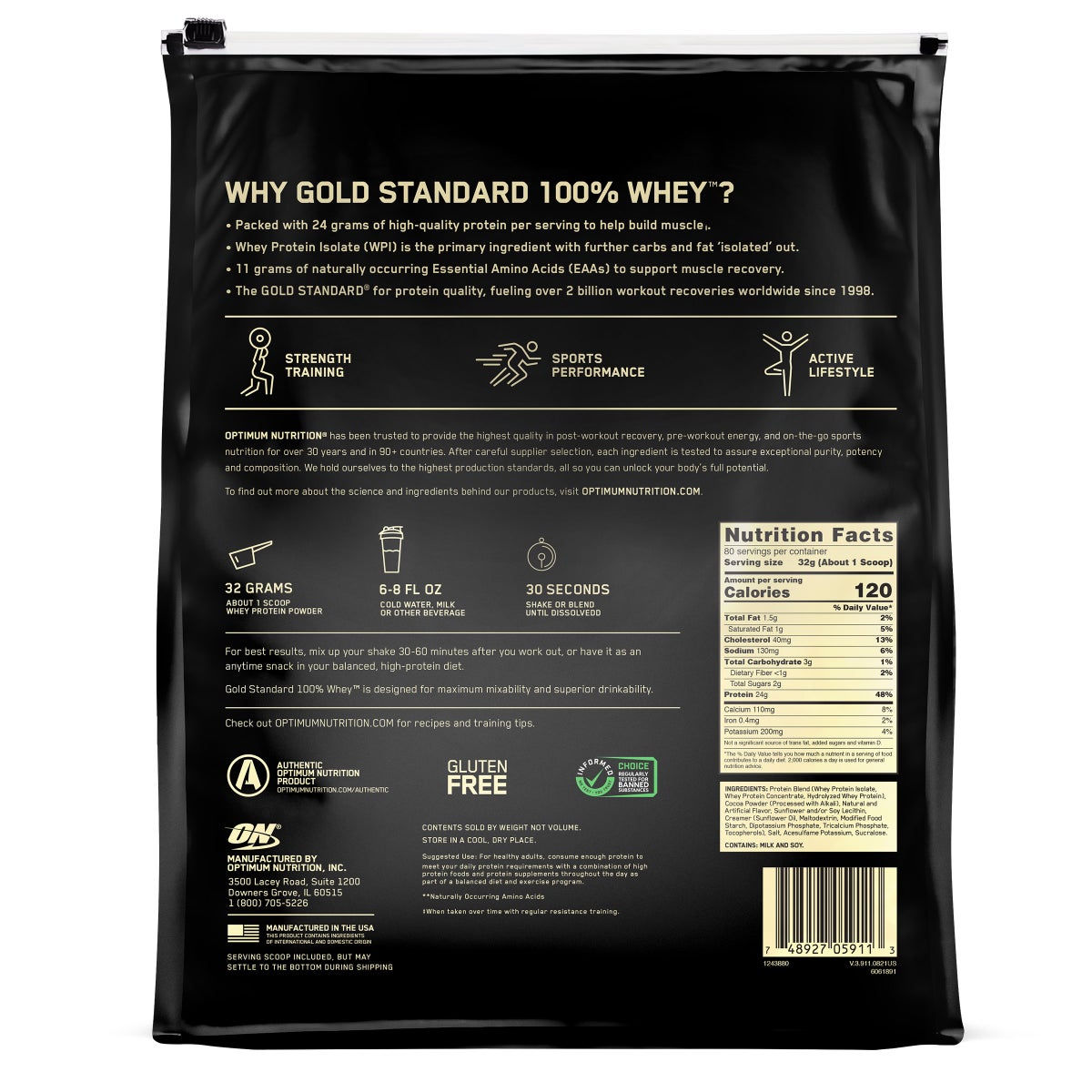 Optimum Nutrition Gold Standard 100% Whey protein supplement
