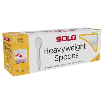 Solo heavyweight white plastic spoons 500 count box