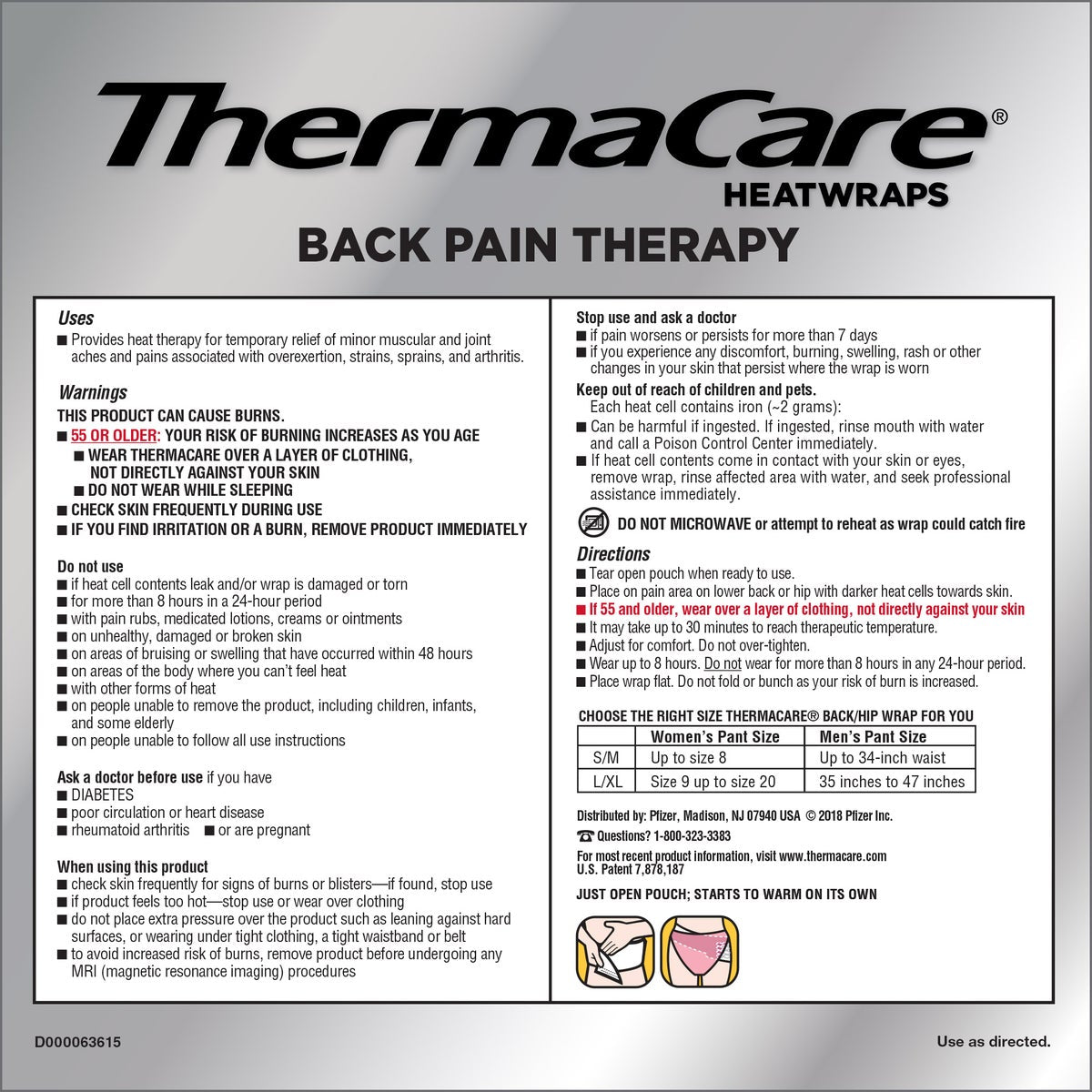 ThermaCare air-activated lower back heat therapy wraps