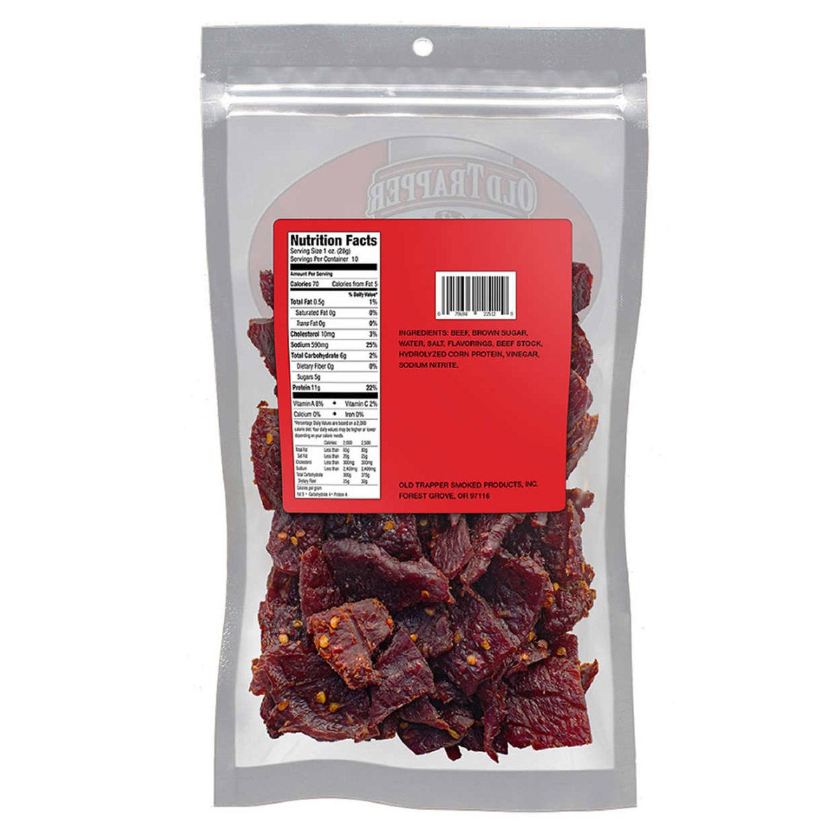 Old Trapper beef jerky packaging front view