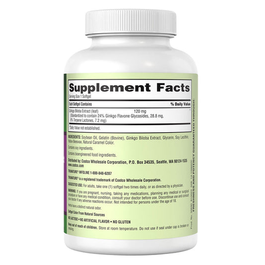 Trunature herbal supplement softgels front label