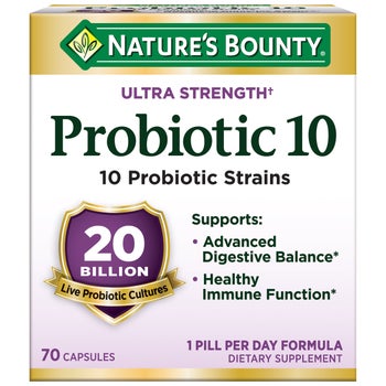 Nature's Bounty Ultra Strength Probiotic 10 bottle side view