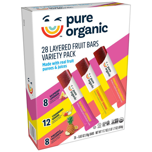 Pure Organic fruit bars box front view