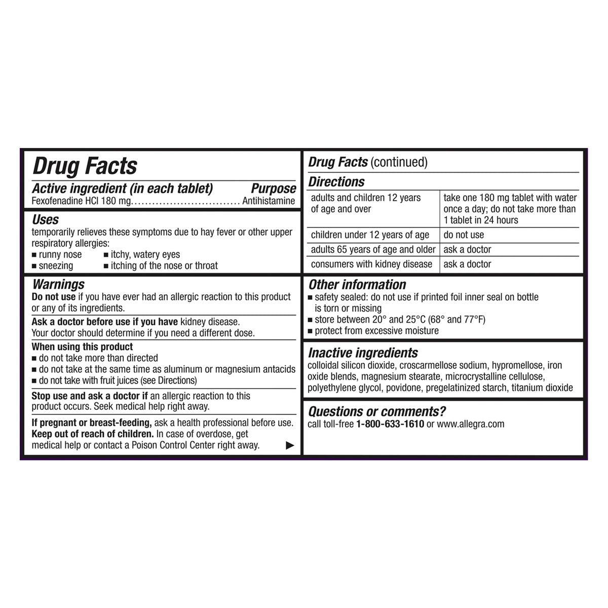 Allegra 24-hour allergy relief tablets
