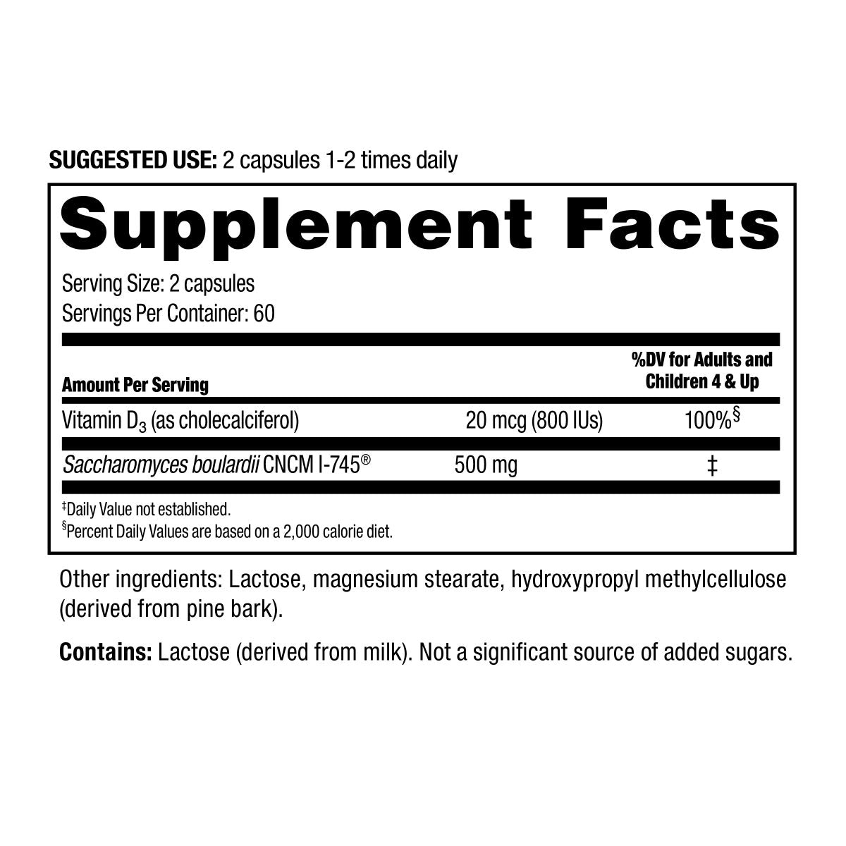 Florastor probiotic with 20 mcg Vitamin D3