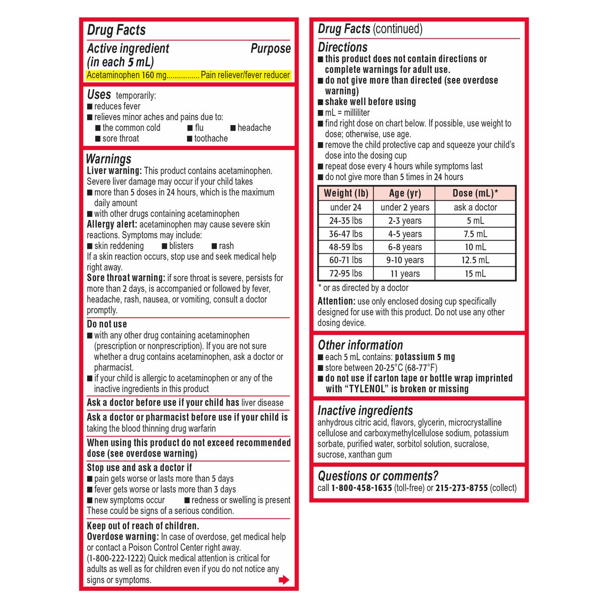 Tylenol children's acetaminophen liquid 12 fluid ounces