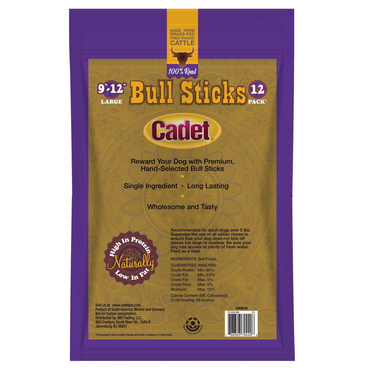 Cadet beef bull stick dog chews 2-pack