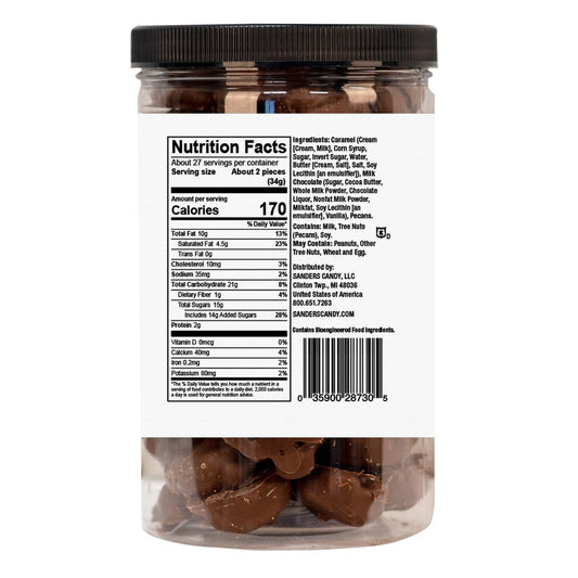 Sanders chocolate pecan caramel candy clusters package