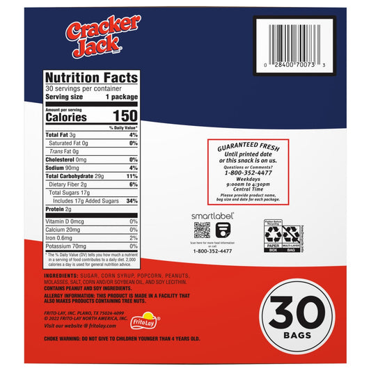 Cracker Jack 1.25 oz snack bags with prize inside