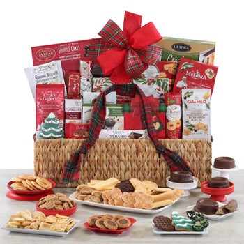 Wine Country Simply Sweet holiday gift basket with cookies and crisps