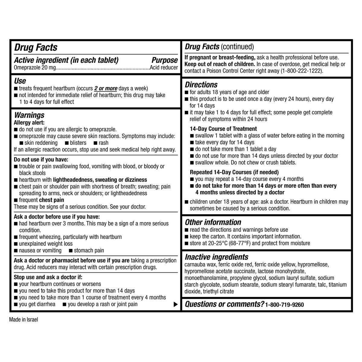 Kirkland Signature omeprazole 20 mg product label
