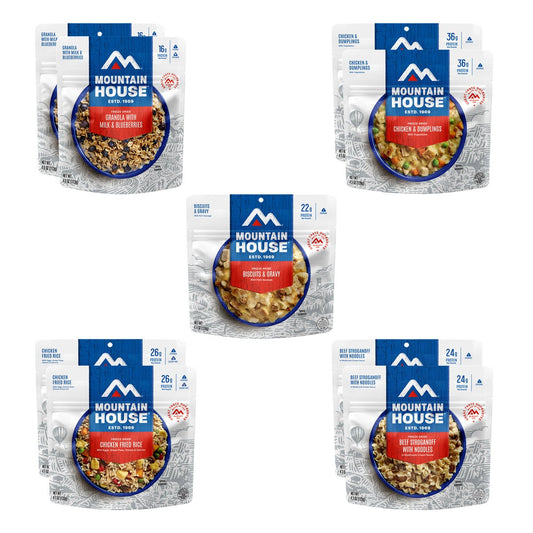 Mountain House emergency food kit with 18 servings