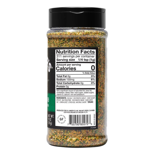 Kinder's lemon herb seasoning bottles for pantry use