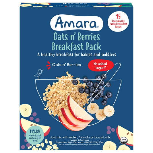 Individually wrapped Amara breakfast cereal meals