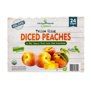 California grown USDA organic peach snack cups