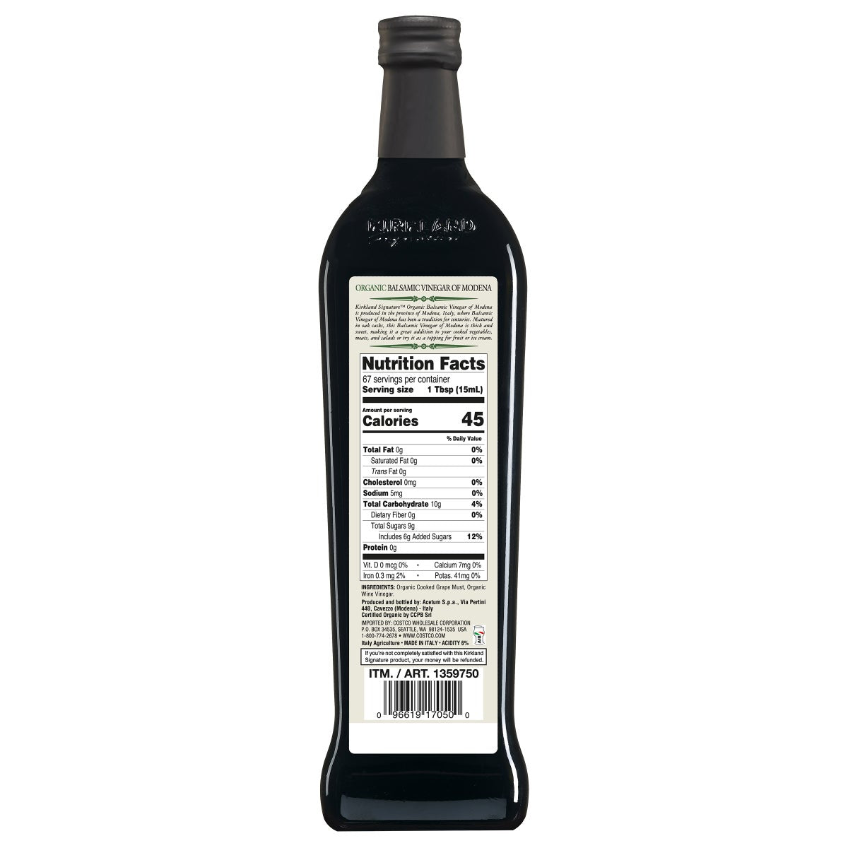 Two 33.8 oz bottles of organic balsamic vinegar