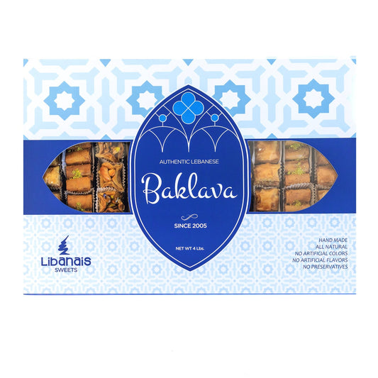 Mixed baklava assortment with walnut and pistachio pieces