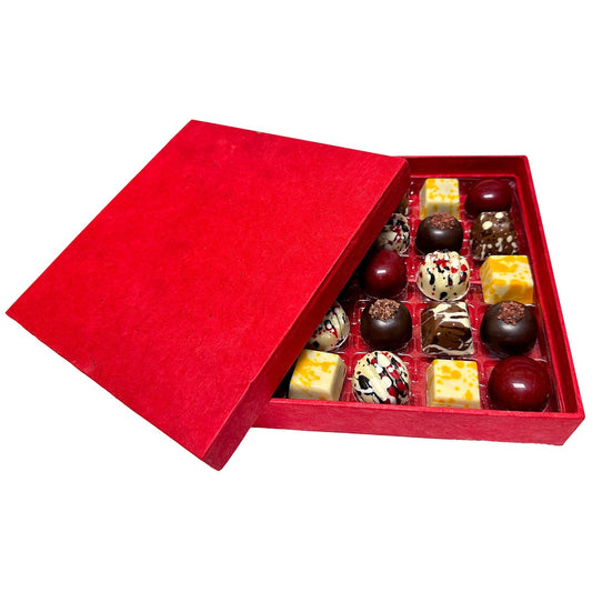 Assorted Knipschildt chocolates with cherry and caramel flavors