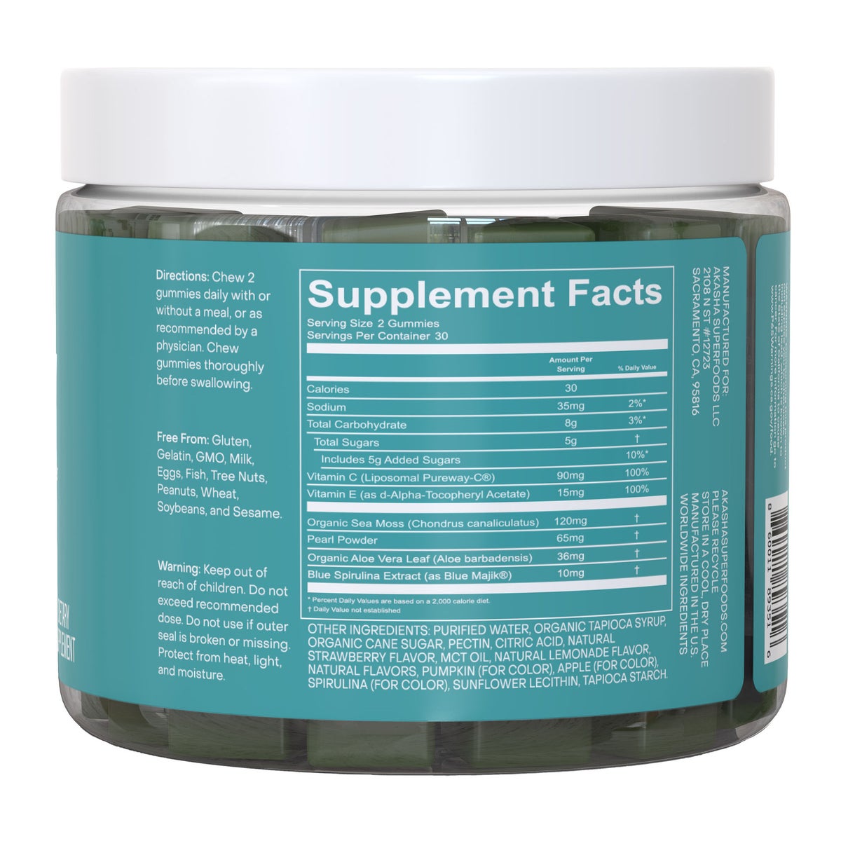 Akasha Superfoods GLOW dietary supplement bottles