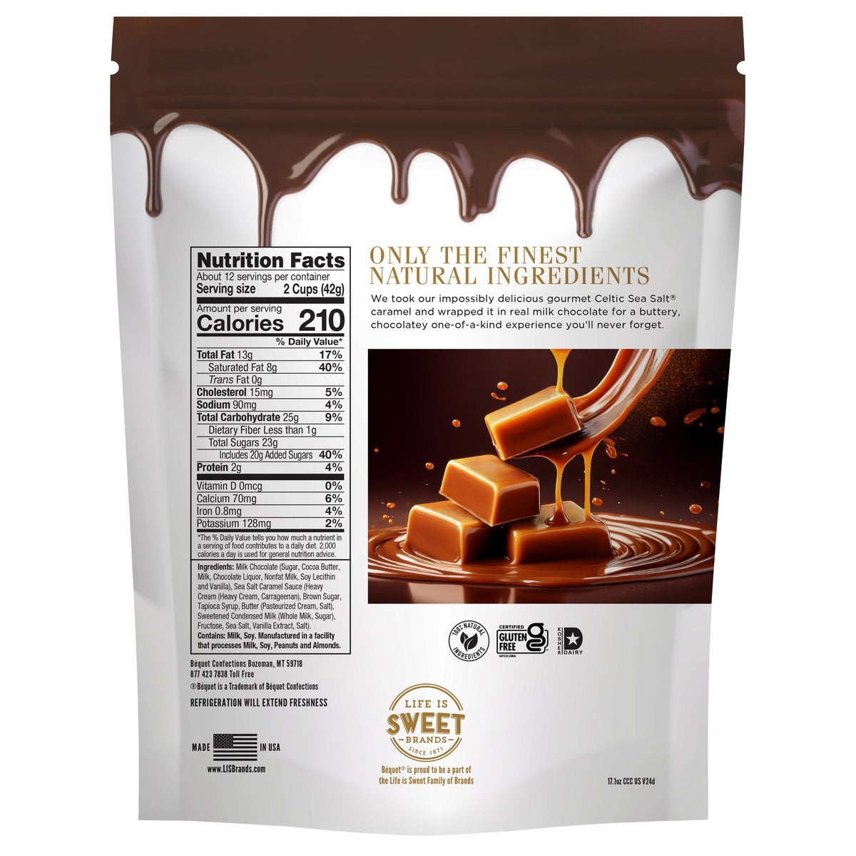 Two-pack Bequet chocolate caramel cups total 34.2 oz